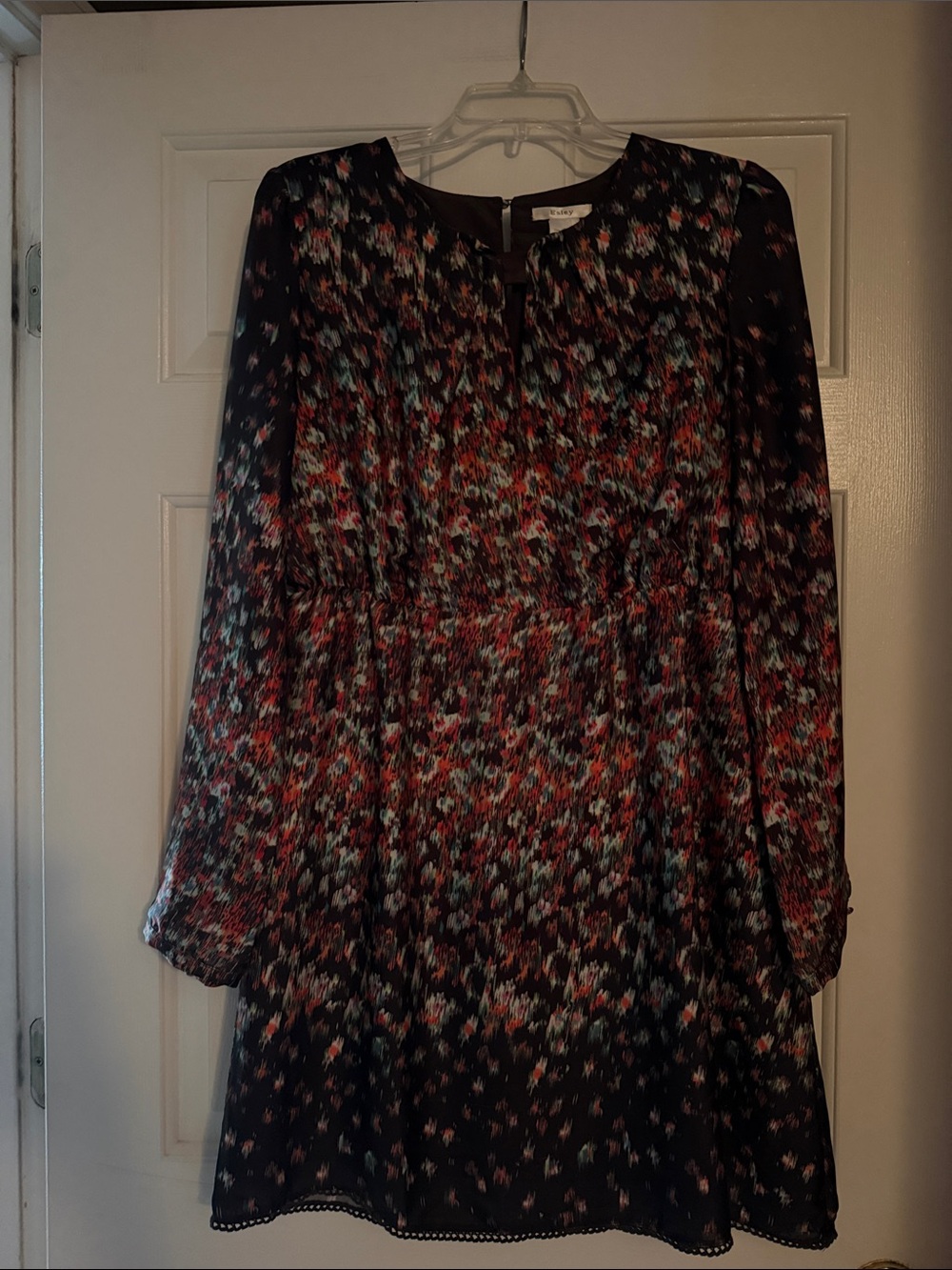 Esley Brown Floral Print Long Sleeve Dress